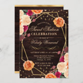 Rote und orangefarbene Blume in Sweet 16 Einladung (Vorne/Hinten)