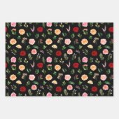 Rote und orangefarbene Blumen mit Blattmuster Geschenkpapier Set (Vorderseite 3)