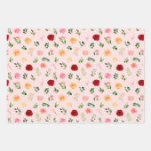 Rote und orangefarbene Blumen mit Blattmuster Geschenkpapier Set (Vorderseite 2)