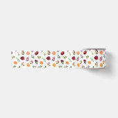 Rote und orangefarbene Blumen mit Blattmuster Satinband (Vorderseite)