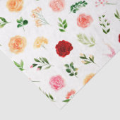 Rote und orangefarbene Blumen mit Blattmuster Seidenpapier (Detail)