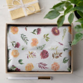 Rote und orangefarbene Blumen mit Blattmuster Seidenpapier (Geschenk)