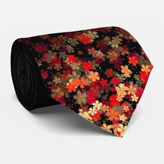 Rote und orangefarbene Blumencluster-Herren-Schwar Krawatte (Gerollt)