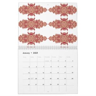 Rote und orangefarbene Blütengestaltung mit Ziergr Kalender