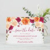 Rote und orangefarbene Herbst-Blume Save The Date (Stehend Vorderseite)