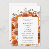 Rote und orangefarbene Herbsthochzeit Einladung (Vorne/Hinten)