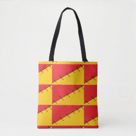 Rote und orangefarbene Imitate geheftet Tasche