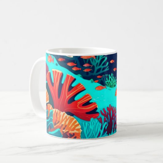 Rote und orangefarbene Korallenriffe Kaffeetasse (Vorderseite Links)