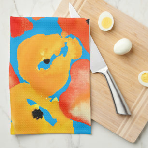 Rote und orangefarbene Mohnblumen Geschirrtuch