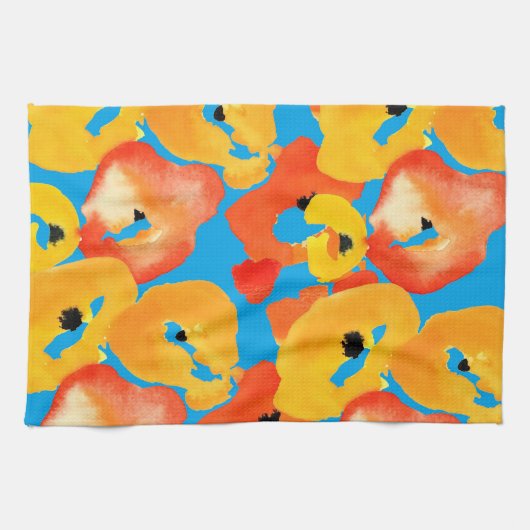 Rote und orangefarbene Mohnblumen Geschirrtuch (Horizontal)