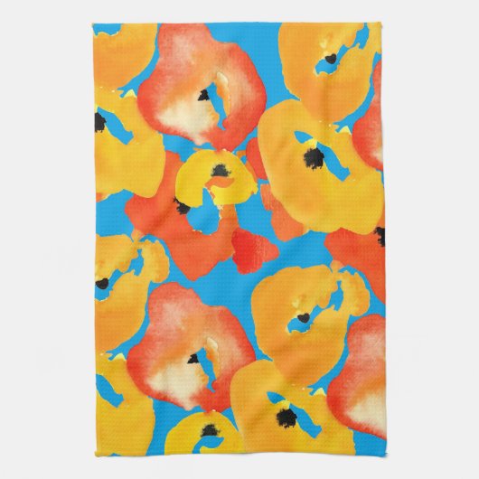 Rote und orangefarbene Mohnblumen Geschirrtuch (Vertikal)