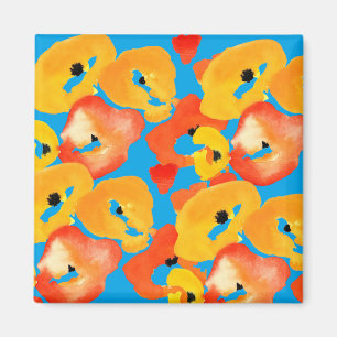 Rote und orangefarbene Mohnblumen Magnet