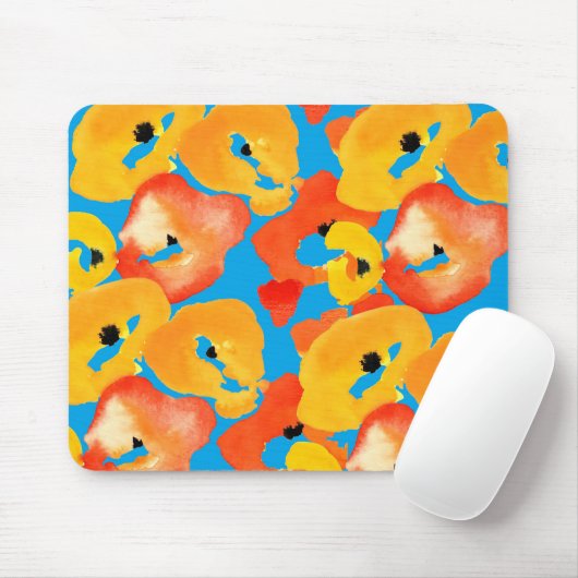 Rote und orangefarbene Mohnblumen Mousepad (Mit Mouse)