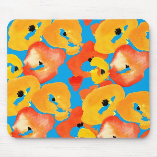 Rote und orangefarbene Mohnblumen Mousepad (Vorne)