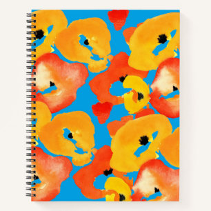 Rote und orangefarbene Mohnblumen Notizblock