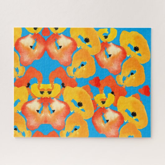 Rote und orangefarbene Mohnblumen Puzzle (Horizontal)