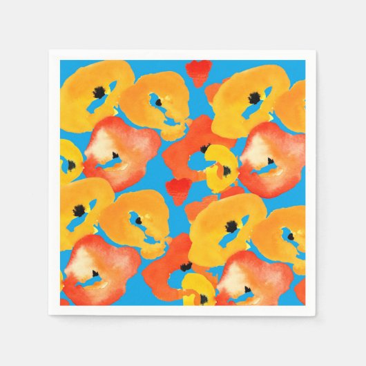 Rote und orangefarbene Mohnblumen Serviette (Vorderseite)