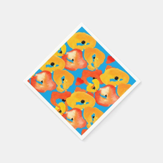 Rote und orangefarbene Mohnblumen Serviette (Ecke)