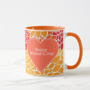 Rote und orangefarbene orientalische Blumenvase zu Tasse