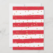 Rote und orangefarbene Rose und Goldrahmen-Babydus Einladung (Rückseite)