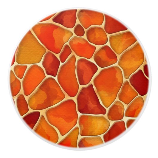 Rote und orangefarbene Zellen abstrakt Keramikknauf (Vorderseite)