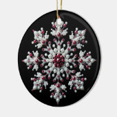 Rote und Perle Snowflake-Familie Keramik Ornament (Links)