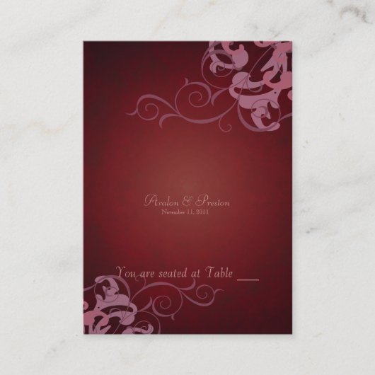 Rote und rosa Bildtrolltisch Platzkarte (Vorderseite)