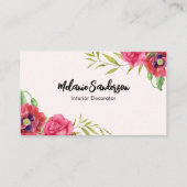 Rote und rosa Blume auf hellrosa Visitenkarte (Vorderseite)