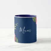 Rote und rosa Blume Dunkelblau Tasse (Zentrum)