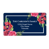 Rote und rosa Blume Dunkles Navy Blue Bat (Vorne)