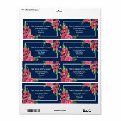 Rote und rosa Blume Dunkles Navy Blue Bat (Vorne)