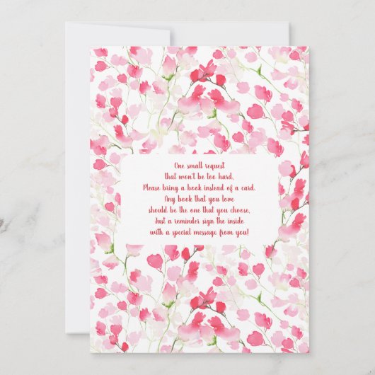 Rote und rosa Blume Kinderdusche Einladung (Rückseite)