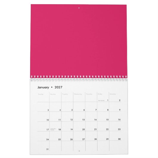 Rote und rosa Blume mit üppig grünem l Kalender (Jan 2027)
