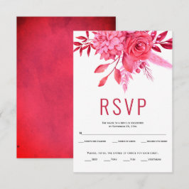 Rote und rosa Blume und Blätter Hochzeit RSVP Karte