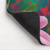 Rote und rosa Blume und Herzen Mousepad (Ecke)