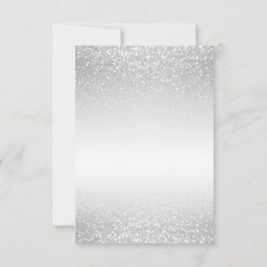 Rote und rosa Blume und Silberner Glitzer Save The Date (Rückseite)