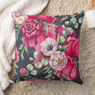 Rote und rosa Blumen Kissen