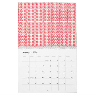 Rote und rosa Blumengrafiken mit Geranien Kalender