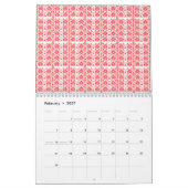 Rote und rosa Blumengrafiken mit Geranien Kalender (Feb 2027)