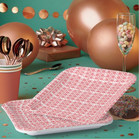 Rote und rosa Blumengrafiken mit Geranien Pappteller (Multi)