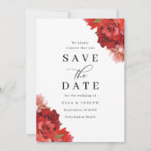 Rote und rosa Blumenhochzeit Save The Date (Vorderseite)