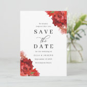 Rote und rosa Blumenhochzeit Save The Date (Stehend Vorderseite)