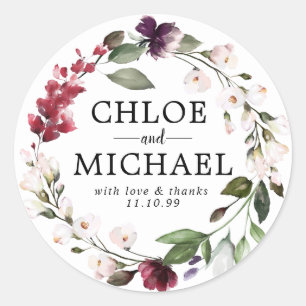 Rote und rosa Blumenzehen Danke für Ihr Siegel Runder Aufkleber