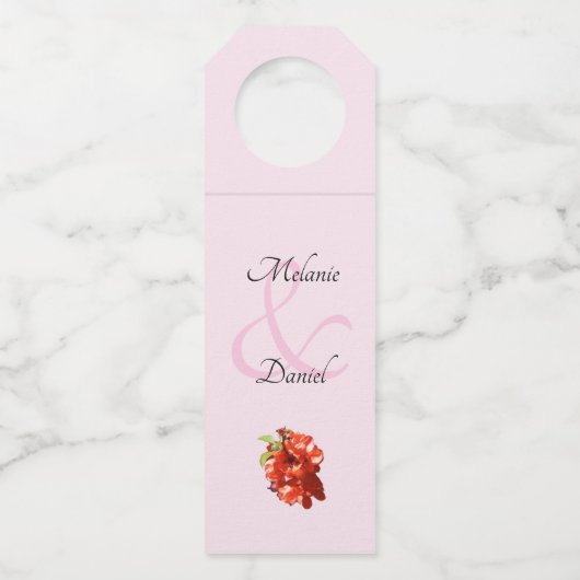 Rote und rosa Blumenzwiebeln Flaschenanhänger (Vorderseite)