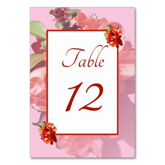 Rote und rosa Blumenzwiebeln Tischnummer (Vorderseite)