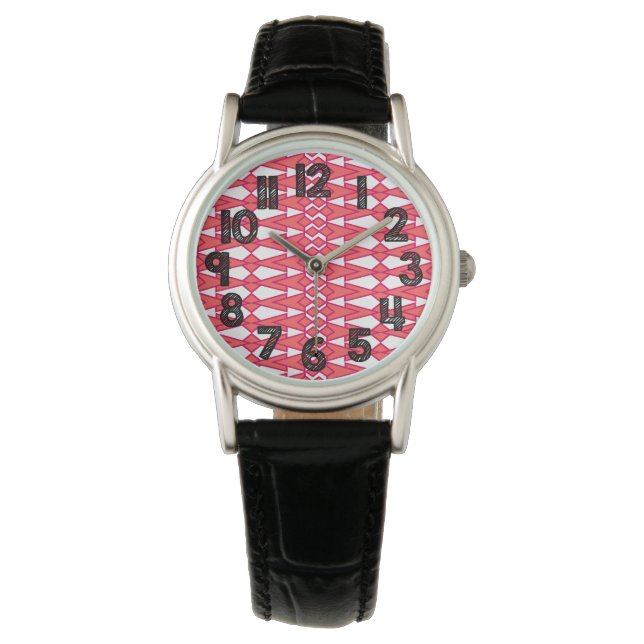 Rote und rosa Bowties Armbanduhr (Vorderseite)
