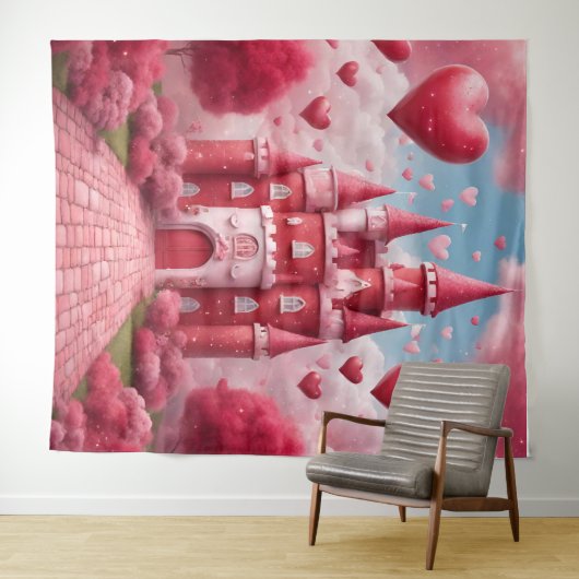 Rote und rosa Burg Hintergrund Wandteppich (Beispiel (Horizontal))