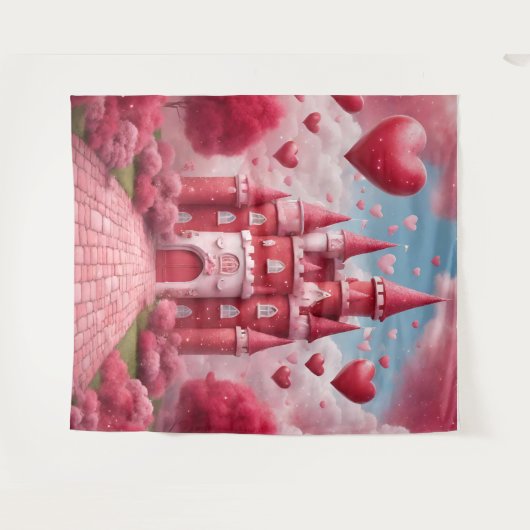 Rote und rosa Burg Hintergrund Wandteppich (Vorderseite (Horizontal))