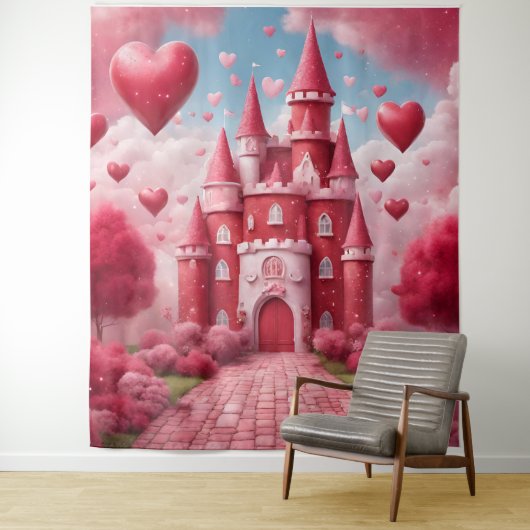 Rote und rosa Burg Hintergrund Wandteppich (Beispiel)