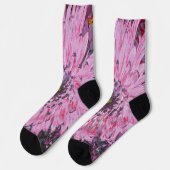 Rote und rosa Dahlienblüte Socken (Linkes Detail)